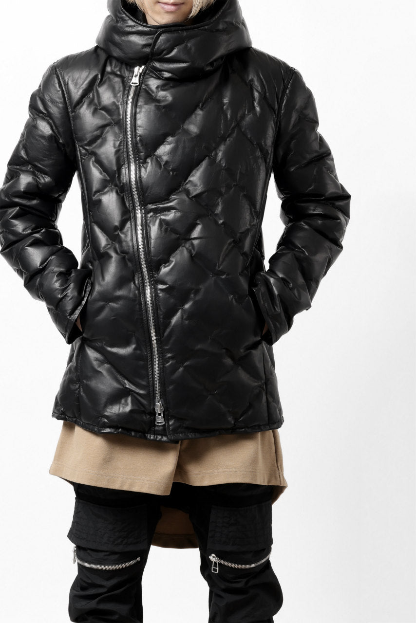画像をギャラリービューアに読み込む, ISAMU KATAYAMA BACKLASH HOODED DOWN JACKET / LUXURY STEER + POLISH WHITE GOOSE (BLACK)
