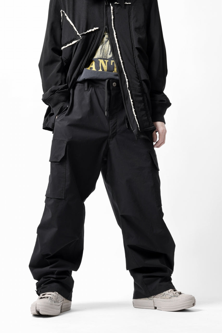 画像をギャラリービューアに読み込む, ISAMU KATAYAMA BACKLASH WIDE CARGO PANTS / STRETCH TYPEWRITER CLOTH (BLACK)