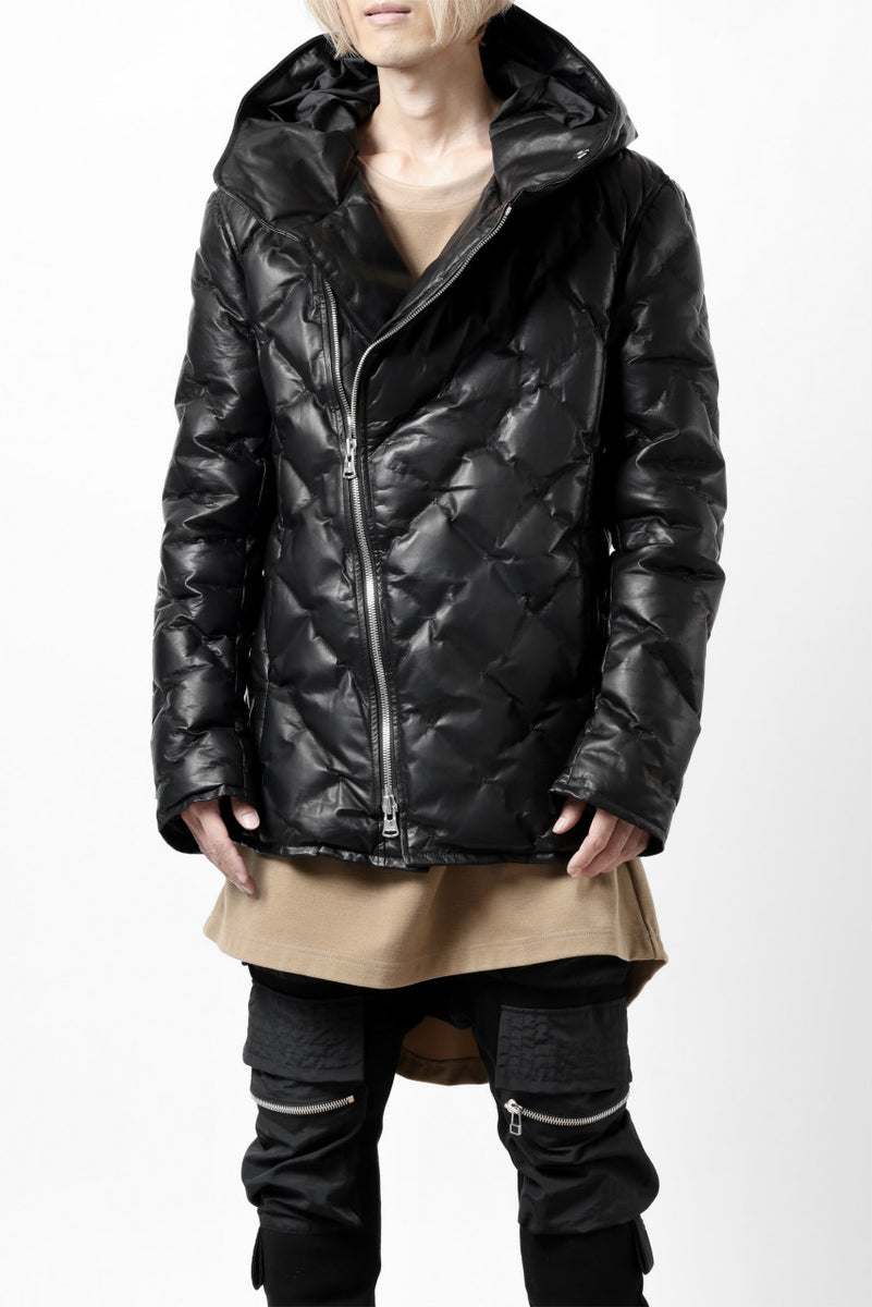 ISAMU KATAYAMA BACKLASH HOODED DOWN JACKET / LUXURY STEER + POLISH WHITE  GOOSE (BLACK)