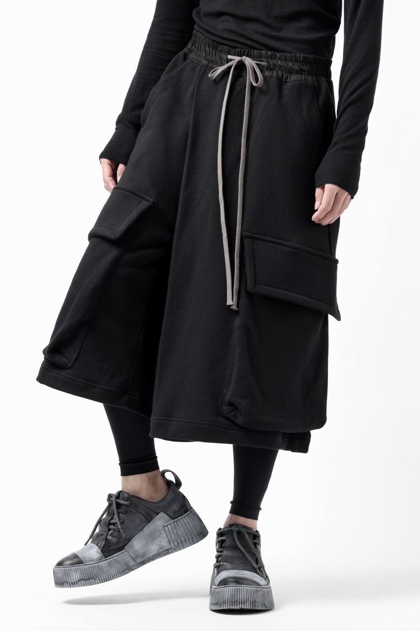 画像をギャラリービューアに読み込む, A.F ARTEFACT TWISTED HAKAMA-CARGO PANTS / COTTON SWEAT (BLACK)