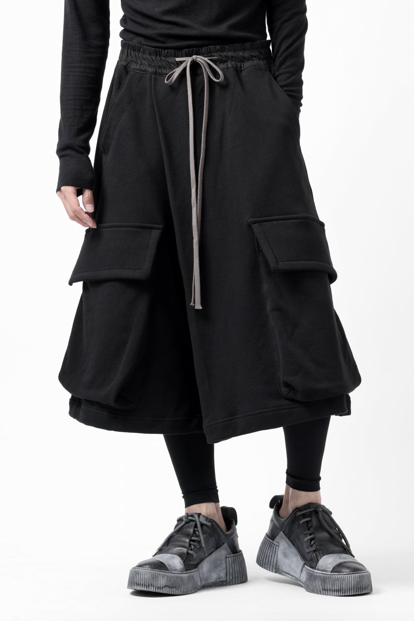 画像をギャラリービューアに読み込む, A.F ARTEFACT TWISTED HAKAMA-CARGO PANTS / COTTON SWEAT (BLACK)
