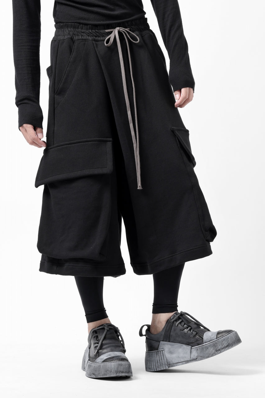 画像をギャラリービューアに読み込む, A.F ARTEFACT TWISTED HAKAMA-CARGO PANTS / COTTON SWEAT (BLACK)