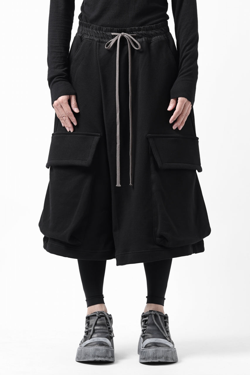 画像をギャラリービューアに読み込む, A.F ARTEFACT TWISTED HAKAMA-CARGO PANTS / COTTON SWEAT (BLACK)