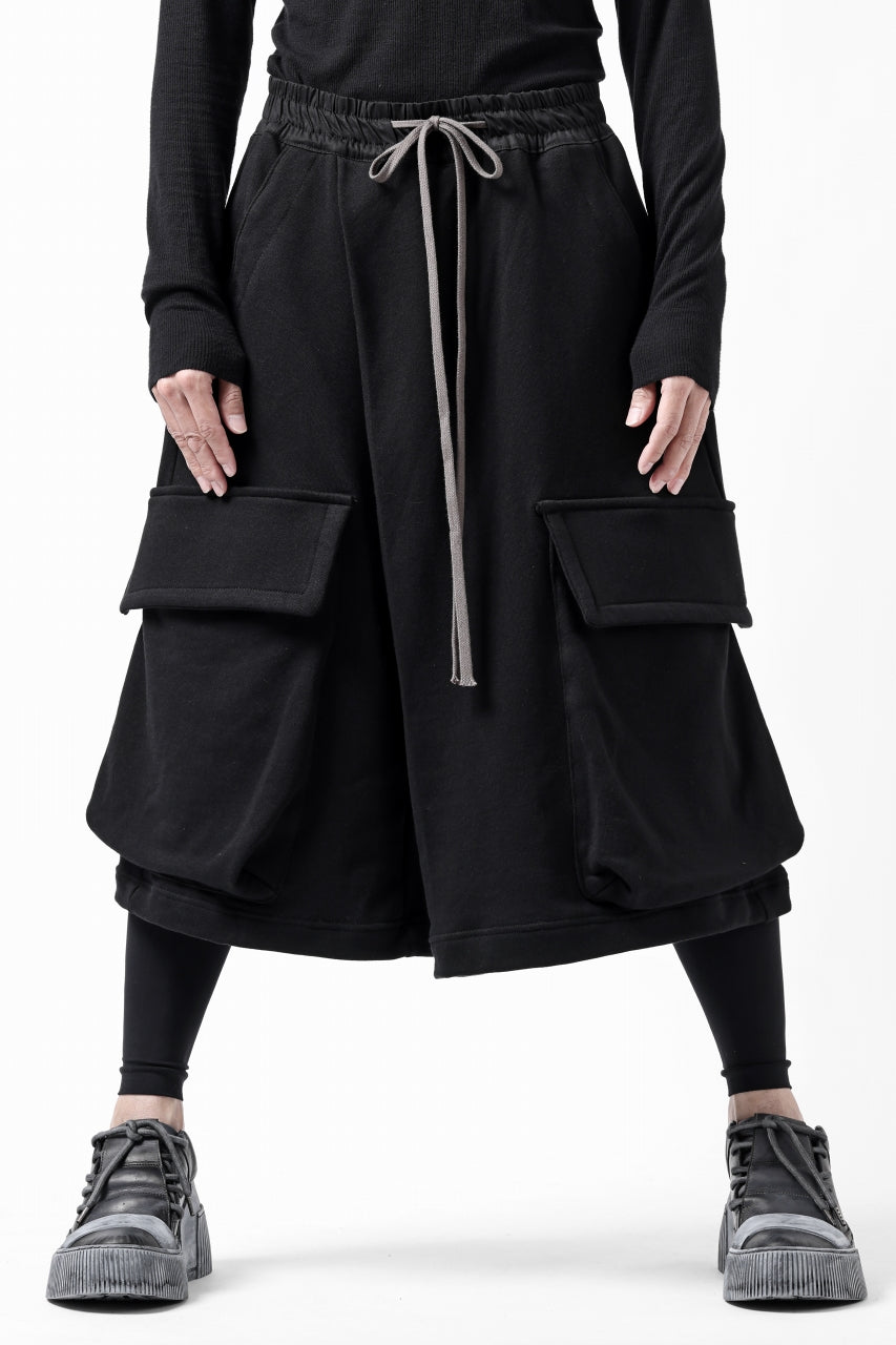 画像をギャラリービューアに読み込む, A.F ARTEFACT TWISTED HAKAMA-CARGO PANTS / COTTON SWEAT (BLACK)