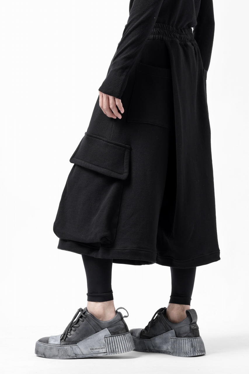 画像をギャラリービューアに読み込む, A.F ARTEFACT TWISTED HAKAMA-CARGO PANTS / COTTON SWEAT (BLACK)