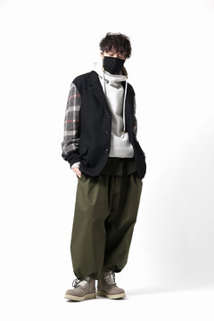 Load image into Gallery viewer, Y's BANG ON! No.176 2 STEP RIB JACKET /  WOOL MELTON SMOOTH + CHECKED JACQUARD (BLACK)