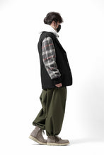Load image into Gallery viewer, Y's BANG ON! No.176 2 STEP RIB JACKET /  WOOL MELTON SMOOTH + CHECKED JACQUARD (BLACK)