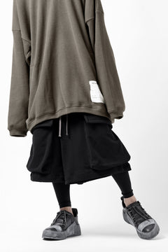 画像をギャラリービューアに読み込む, A.F ARTEFACT TWISTED HAKAMA-CARGO PANTS / COTTON SWEAT (BLACK)