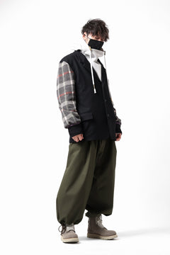 Load image into Gallery viewer, Y's BANG ON! No.176 2 STEP RIB JACKET /  WOOL MELTON SMOOTH + CHECKED JACQUARD (BLACK)