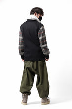 Load image into Gallery viewer, Y's BANG ON! No.176 2 STEP RIB JACKET /  WOOL MELTON SMOOTH + CHECKED JACQUARD (BLACK)