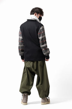 Load image into Gallery viewer, Y's BANG ON! No.176 2 STEP RIB JACKET /  WOOL MELTON SMOOTH + CHECKED JACQUARD (BLACK)