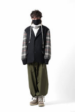 Load image into Gallery viewer, Y's BANG ON! No.176 2 STEP RIB JACKET /  WOOL MELTON SMOOTH + CHECKED JACQUARD (BLACK)