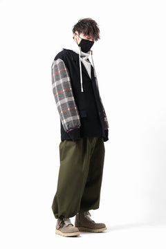 Load image into Gallery viewer, Y's BANG ON! No.176 2 STEP RIB JACKET /  WOOL MELTON SMOOTH + CHECKED JACQUARD (BLACK)