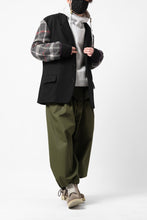 Load image into Gallery viewer, Y's BANG ON! No.176 2 STEP RIB JACKET /  WOOL MELTON SMOOTH + CHECKED JACQUARD (BLACK)