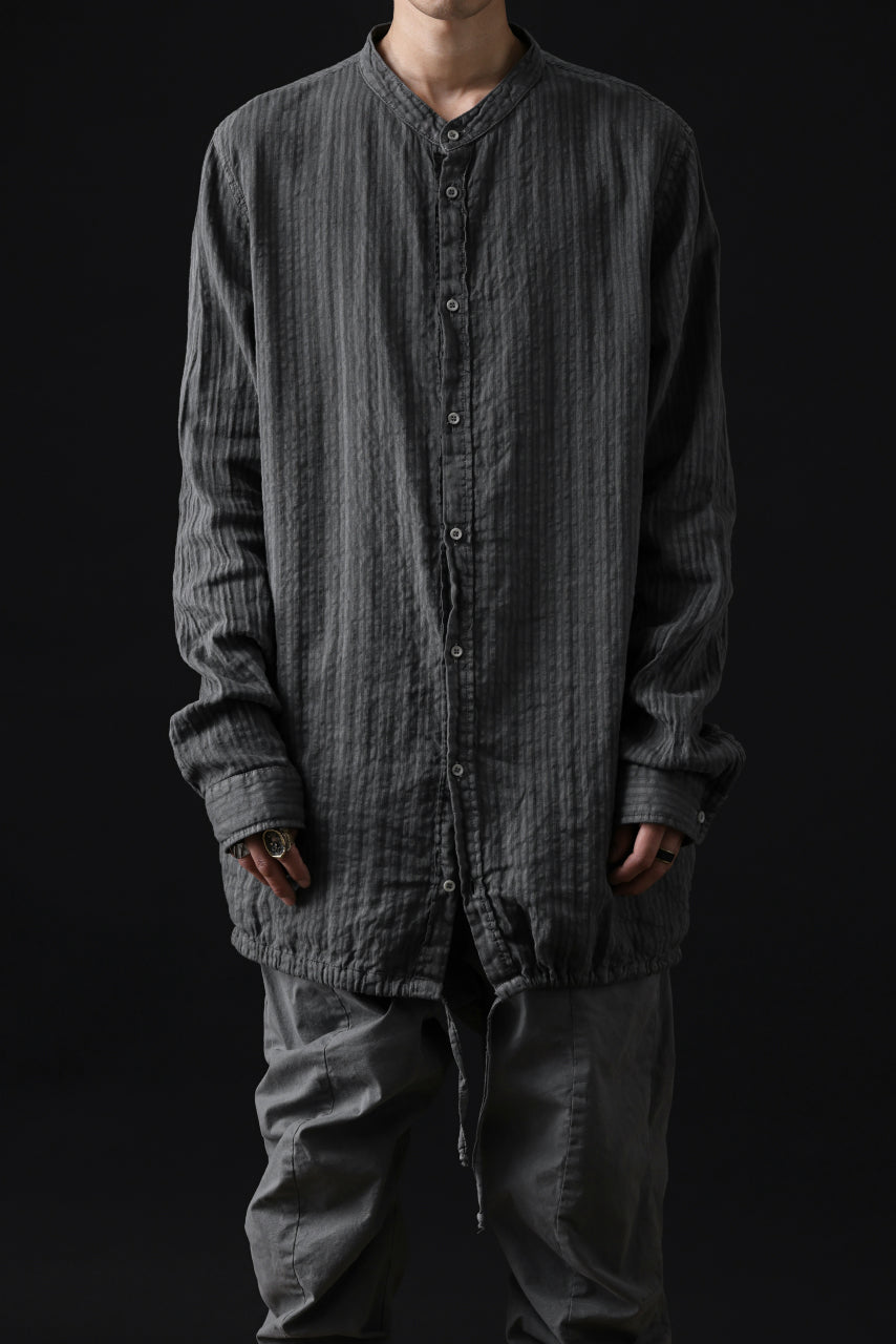 Load image into Gallery viewer, daub STRIPE LONG SHIRT / COLD DYED SOFT TWILL (GREY)