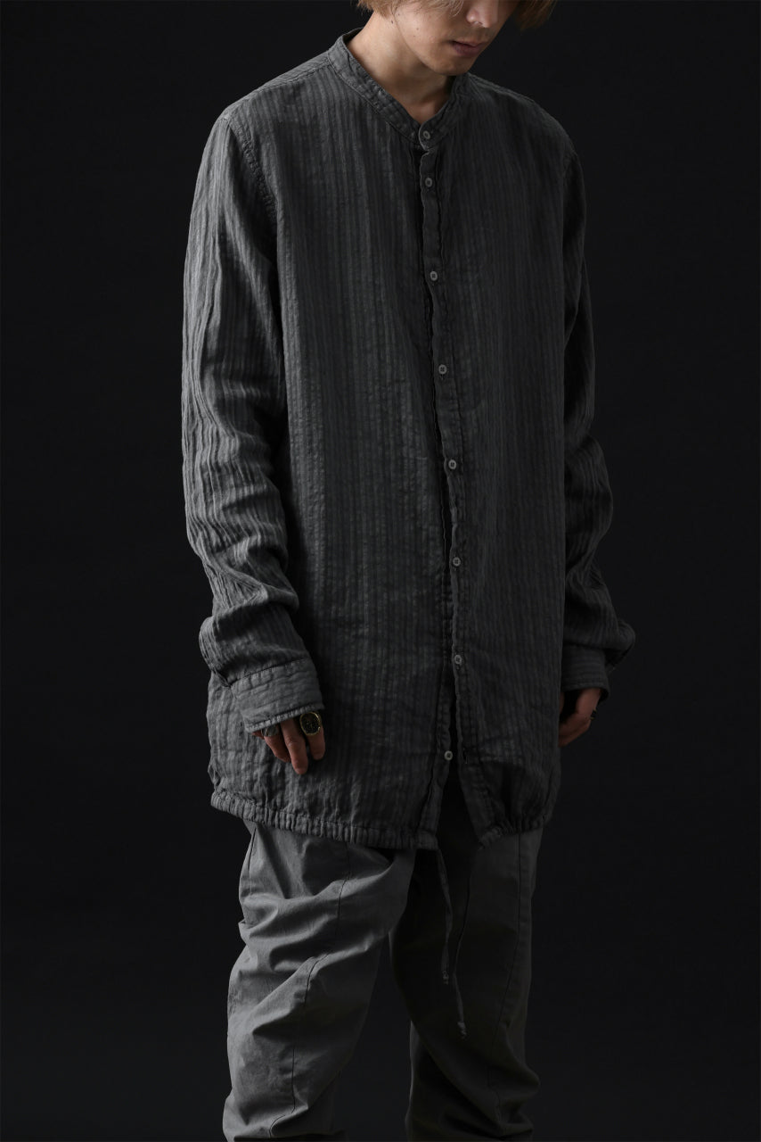 Load image into Gallery viewer, daub STRIPE LONG SHIRT / COLD DYED SOFT TWILL (GREY)