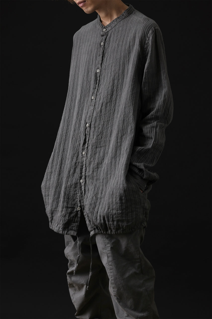 Load image into Gallery viewer, daub STRIPE LONG SHIRT / COLD DYED SOFT TWILL (GREY)