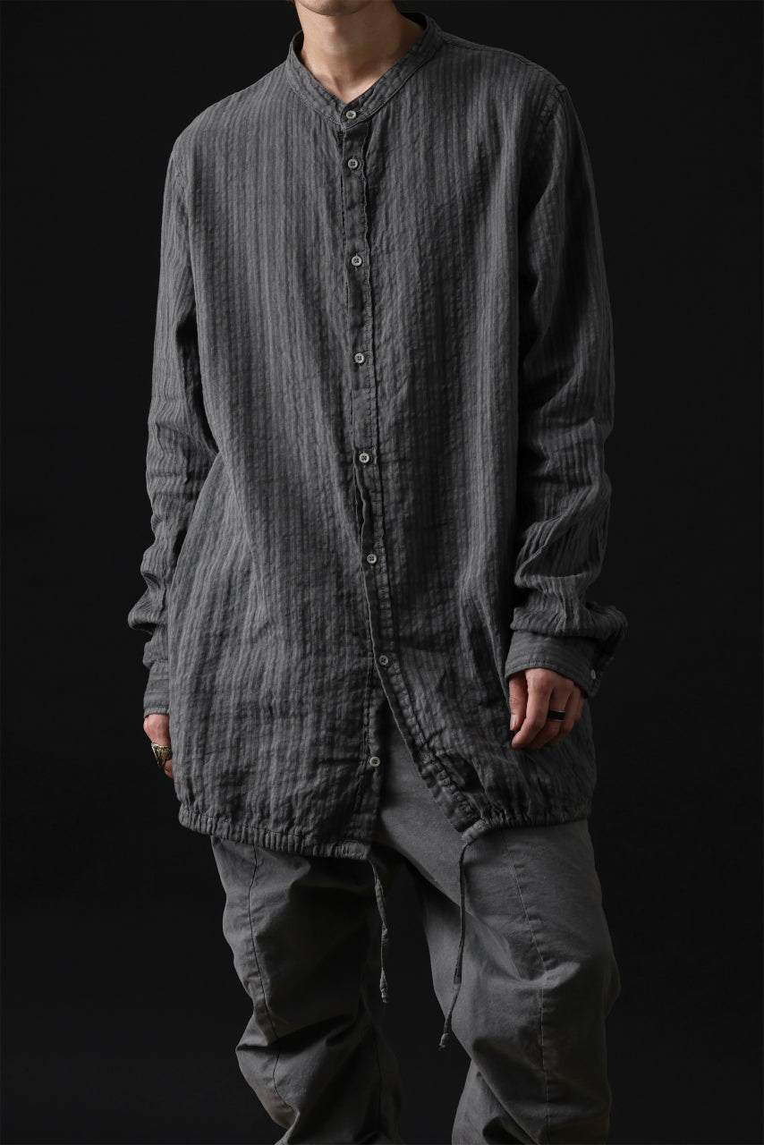 Load image into Gallery viewer, daub STRIPE LONG SHIRT / COLD DYED SOFT TWILL (GREY)