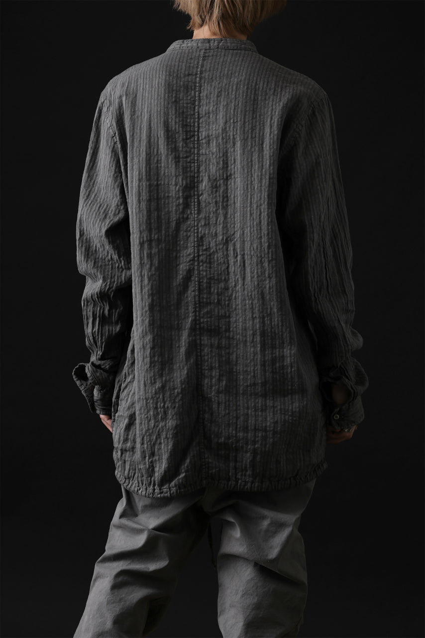 Load image into Gallery viewer, daub STRIPE LONG SHIRT / COLD DYED SOFT TWILL (GREY)