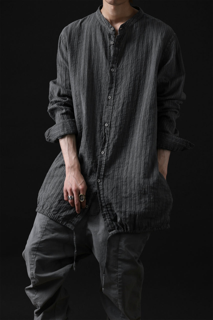 Load image into Gallery viewer, daub STRIPE LONG SHIRT / COLD DYED SOFT TWILL (GREY)