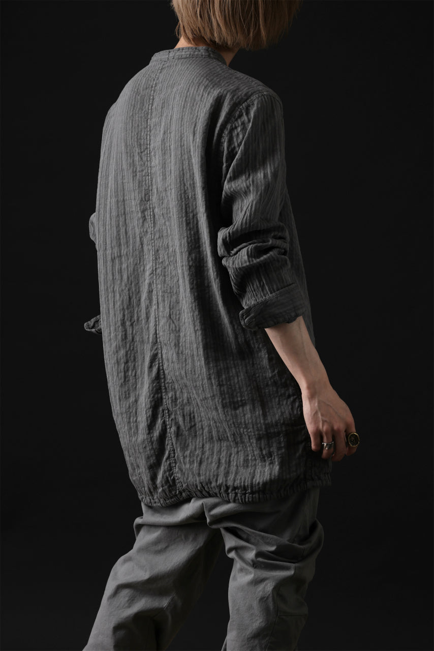 Load image into Gallery viewer, daub STRIPE LONG SHIRT / COLD DYED SOFT TWILL (GREY)