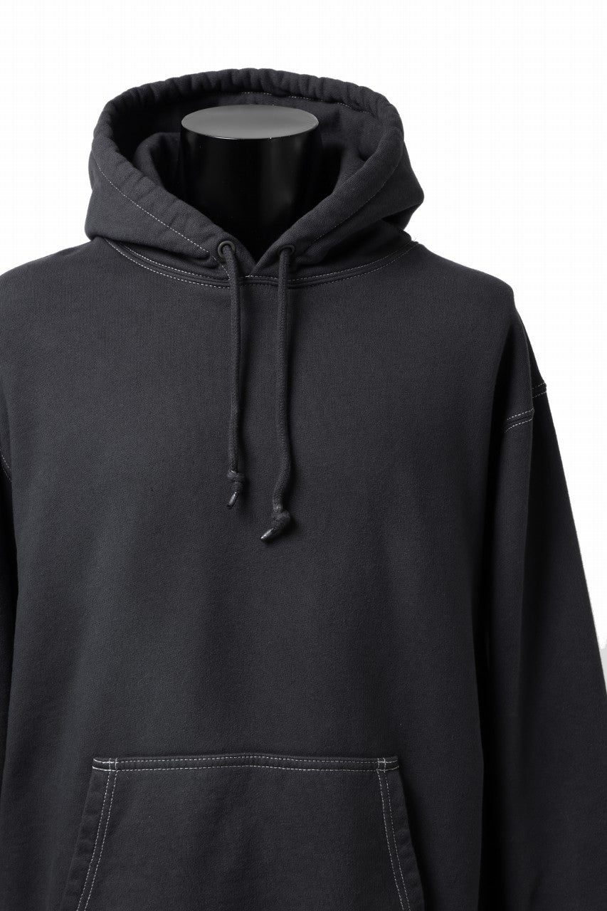 画像をギャラリービューアに読み込む, DEFORMATER.® THREE PROCESSING SWEAT HOODIE - DYED/BIO/FROST EFFECT (VINTAGE BLACK)