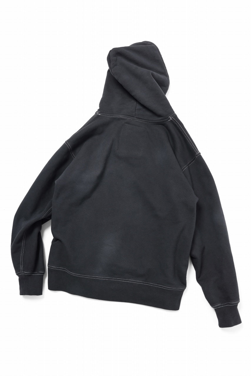 画像をギャラリービューアに読み込む, DEFORMATER.® THREE PROCESSING SWEAT HOODIE - DYED/BIO/FROST EFFECT (VINTAGE BLACK)