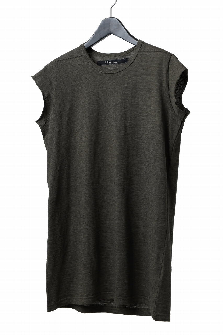 画像をギャラリービューアに読み込む, A.F ARTEFACT FRENCH SLEEVE TANK TOP / SLAB JERSEY (KHAKI)