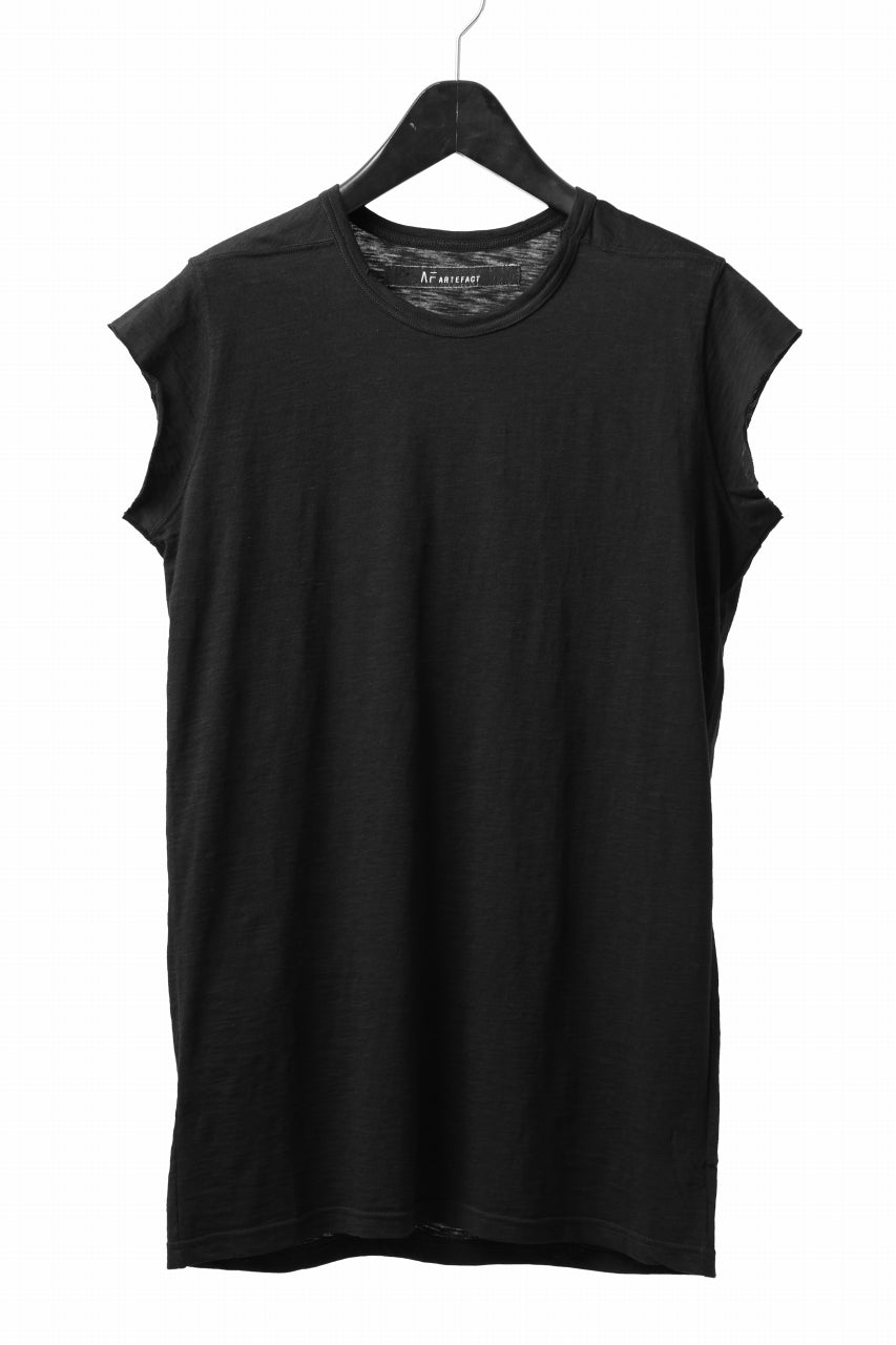 画像をギャラリービューアに読み込む, A.F ARTEFACT FRENCH SLEEVE TANK TOP / SLAB JERSEY (BLACK)
