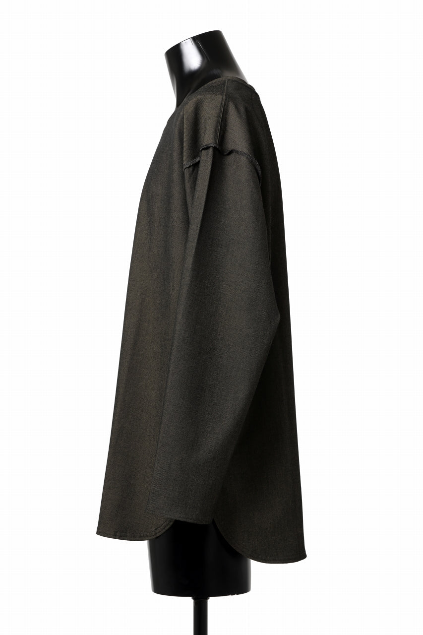 Load image into Gallery viewer, ISAMU KATAYAMA BACKLASH ROUND HEM L/S TOPS / STRETCH HEAT STORAGE FLEECE (KHAKI)