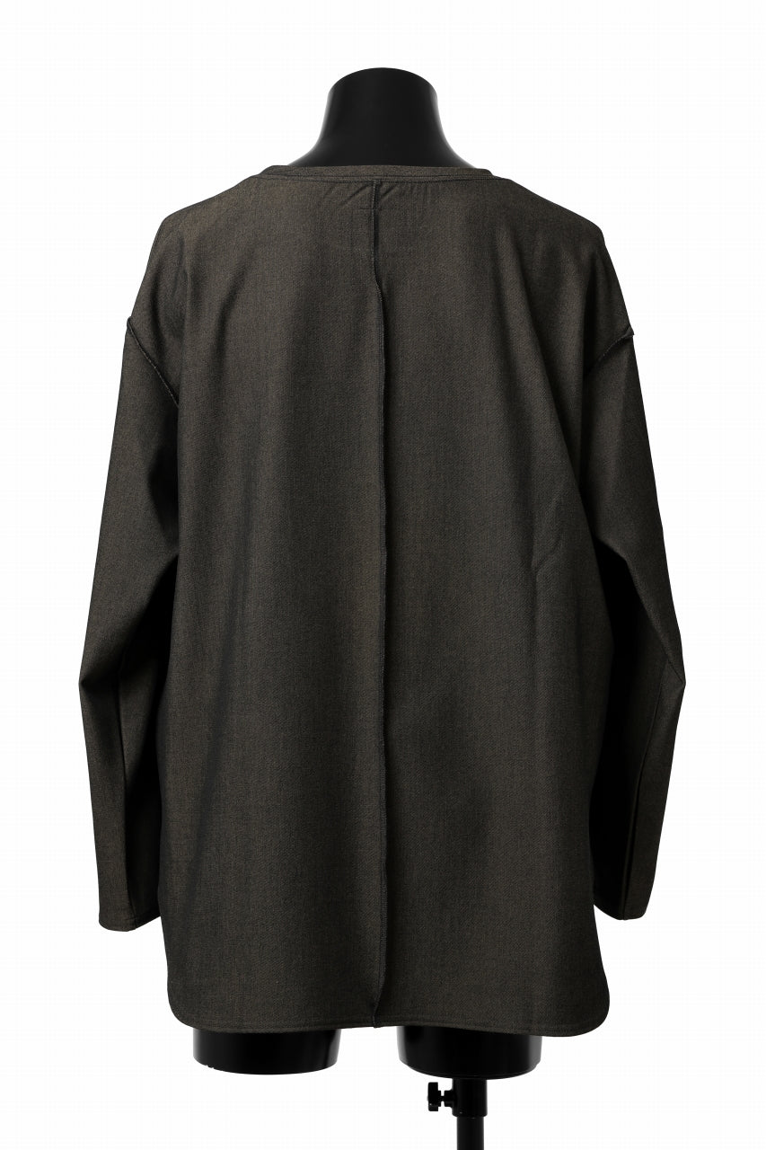 Load image into Gallery viewer, ISAMU KATAYAMA BACKLASH ROUND HEM L/S TOPS / STRETCH HEAT STORAGE FLEECE (KHAKI)