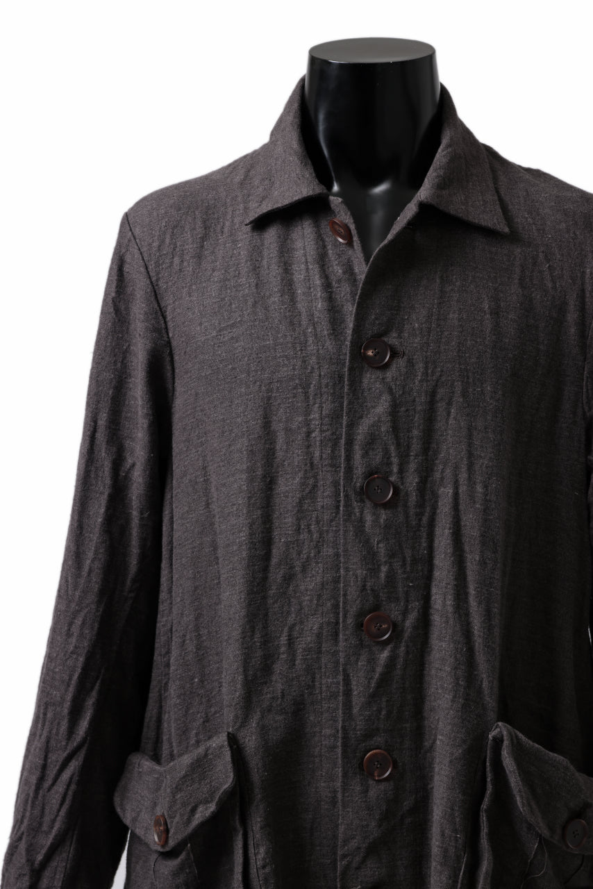 画像をギャラリービューアに読み込む, YUTA MATSUOKA work shirt jacket / brushed linen canvas (brown)