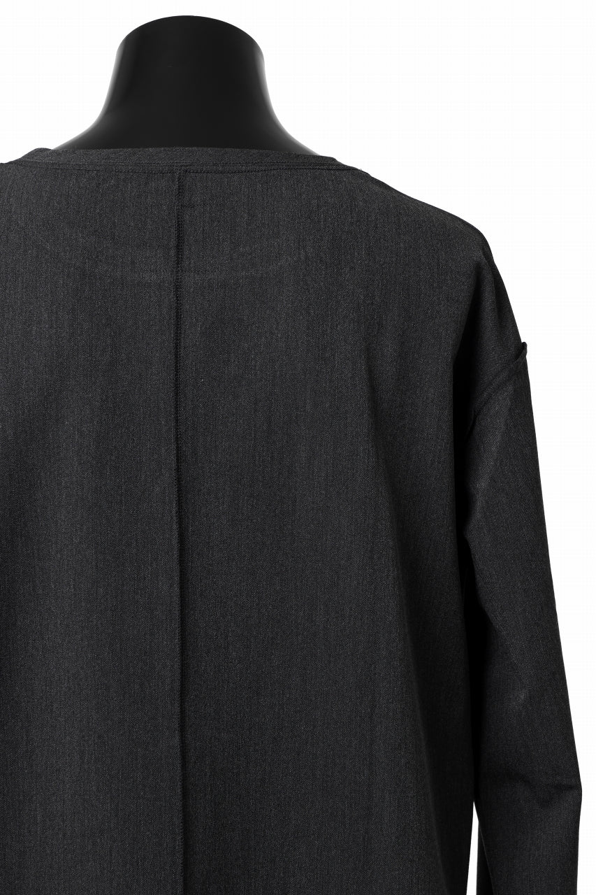 画像をギャラリービューアに読み込む, ISAMU KATAYAMA BACKLASH ROUND HEM L/S TOPS / STRETCH HEAT STORAGE FLEECE (GREY)