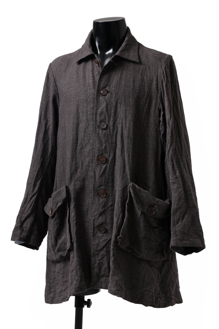 画像をギャラリービューアに読み込む, YUTA MATSUOKA work shirt jacket / brushed linen canvas (brown)