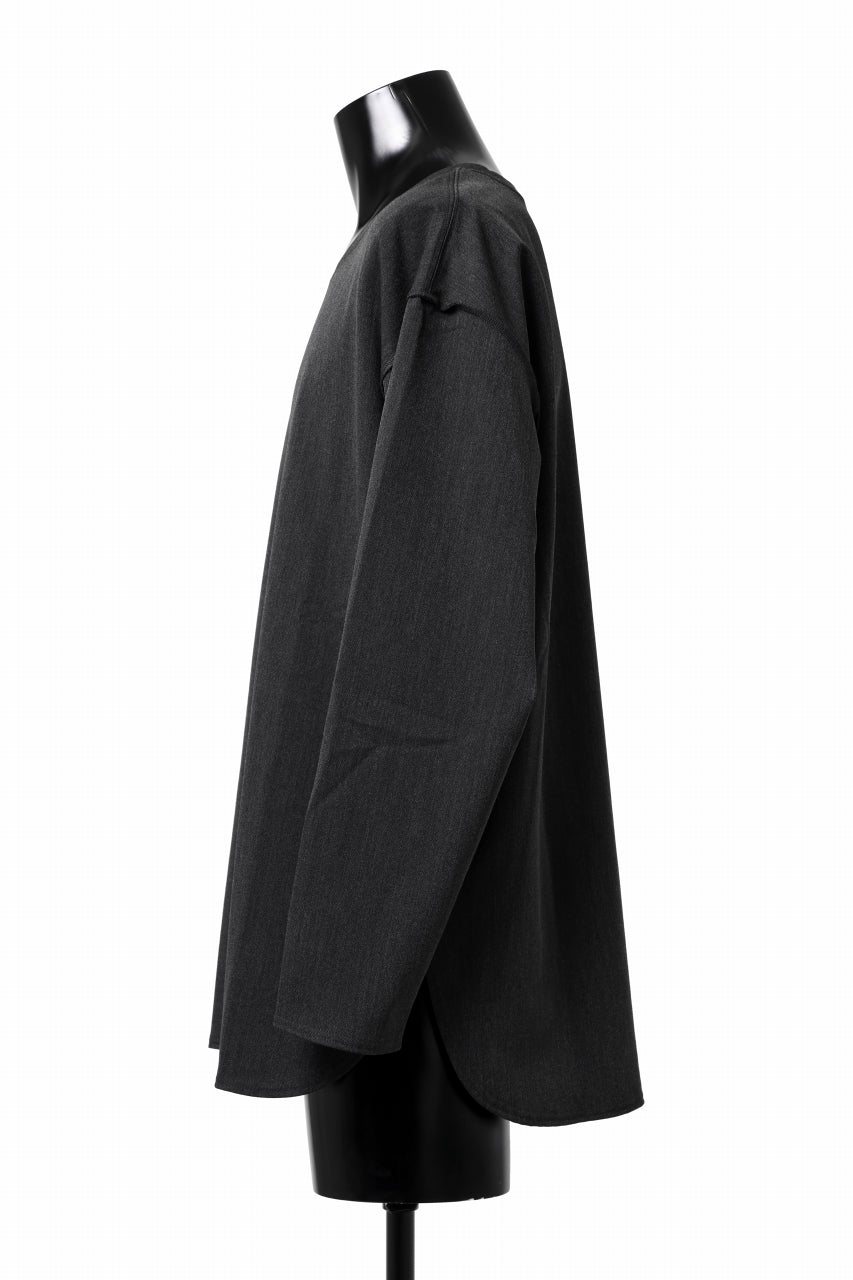 画像をギャラリービューアに読み込む, ISAMU KATAYAMA BACKLASH ROUND HEM L/S TOPS / STRETCH HEAT STORAGE FLEECE (GREY)
