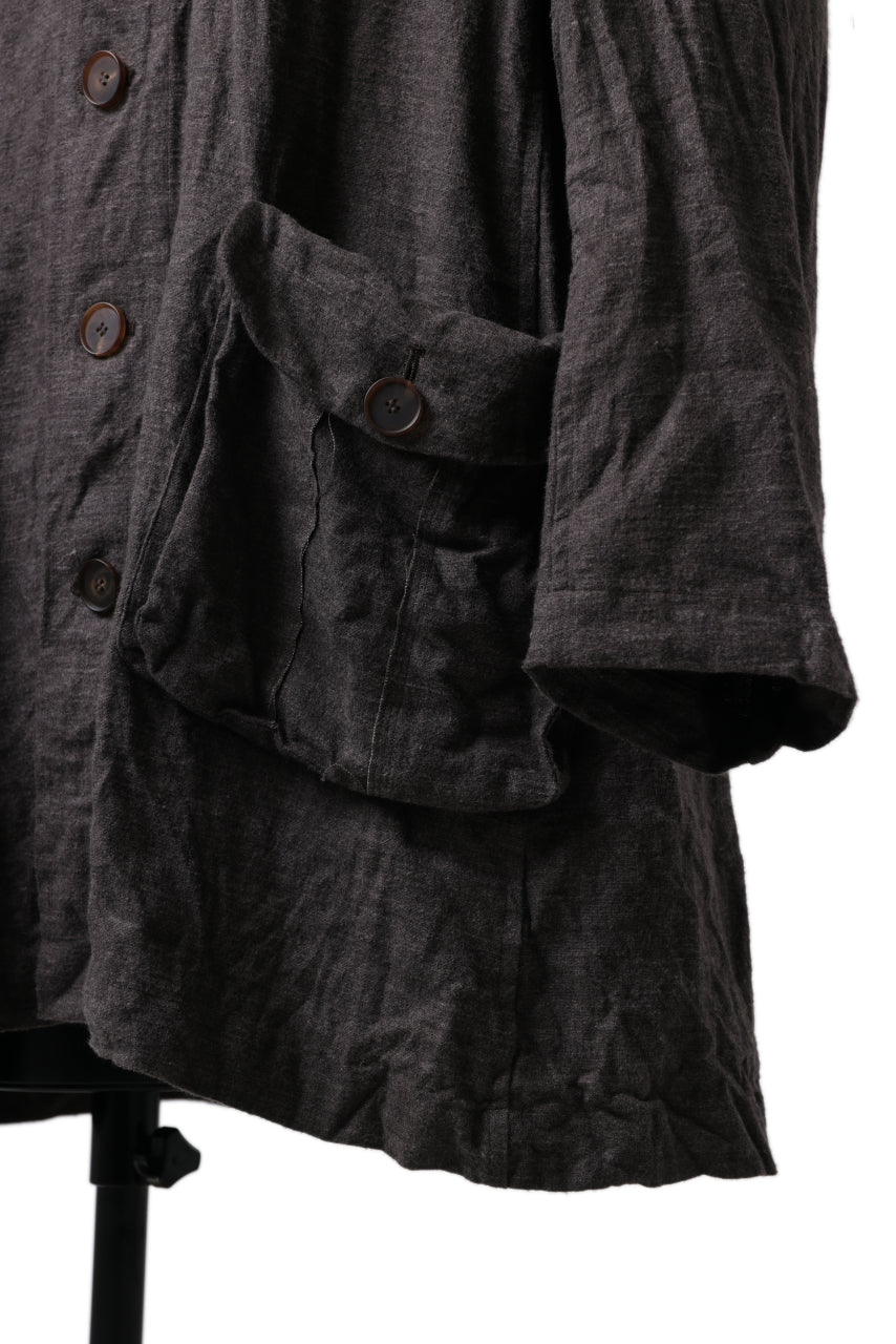 画像をギャラリービューアに読み込む, YUTA MATSUOKA work shirt jacket / brushed linen canvas (brown)