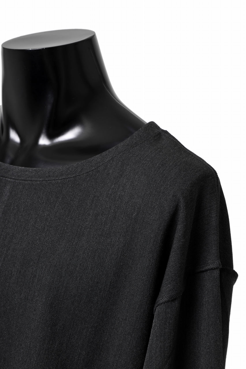 画像をギャラリービューアに読み込む, ISAMU KATAYAMA BACKLASH ROUND HEM L/S TOPS / STRETCH HEAT STORAGE FLEECE (GREY)