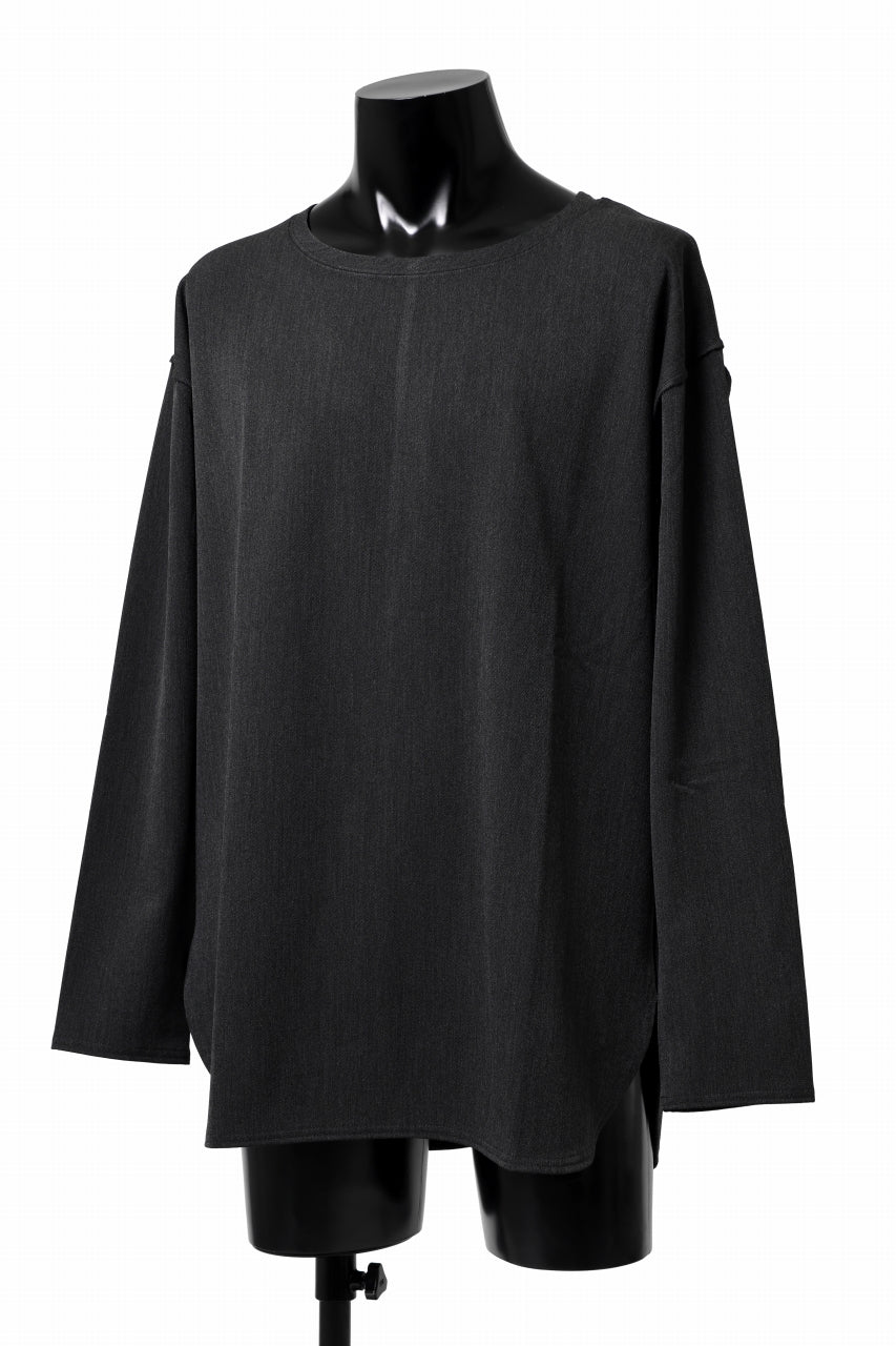 画像をギャラリービューアに読み込む, ISAMU KATAYAMA BACKLASH ROUND HEM L/S TOPS / STRETCH HEAT STORAGE FLEECE (GREY)
