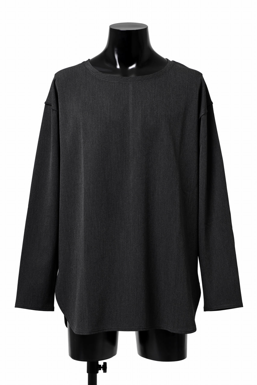 画像をギャラリービューアに読み込む, ISAMU KATAYAMA BACKLASH ROUND HEM L/S TOPS / STRETCH HEAT STORAGE FLEECE (GREY)