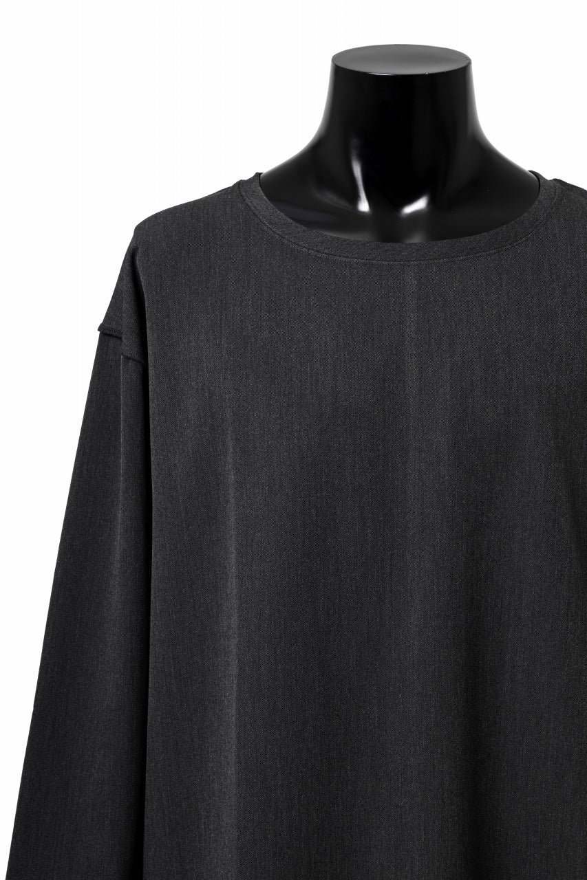 画像をギャラリービューアに読み込む, ISAMU KATAYAMA BACKLASH ROUND HEM L/S TOPS / STRETCH HEAT STORAGE FLEECE (GREY)