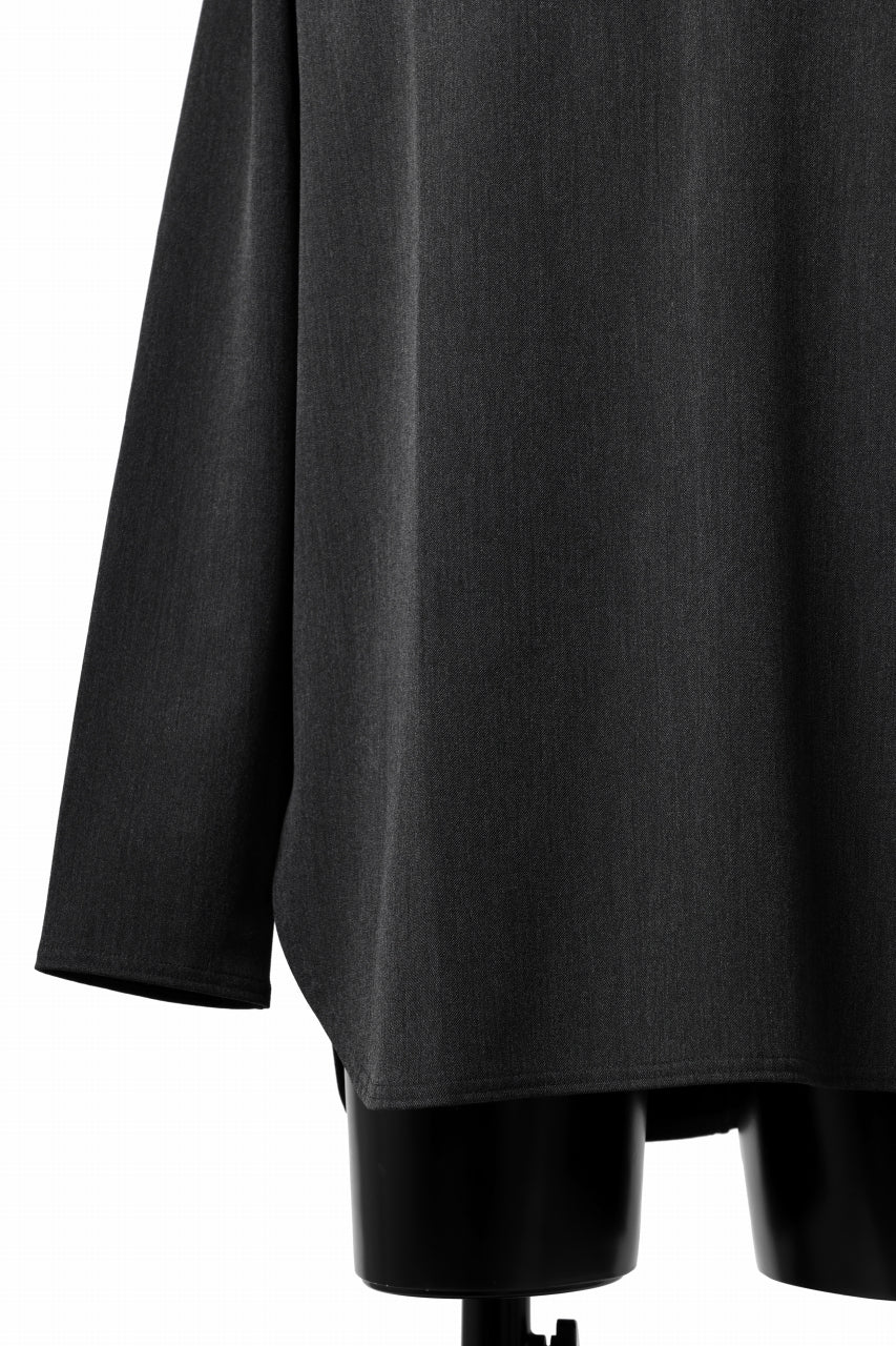 画像をギャラリービューアに読み込む, ISAMU KATAYAMA BACKLASH ROUND HEM L/S TOPS / STRETCH HEAT STORAGE FLEECE (GREY)
