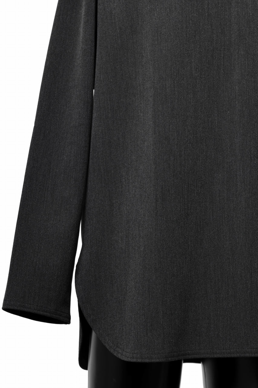 画像をギャラリービューアに読み込む, ISAMU KATAYAMA BACKLASH ROUND HEM L/S TOPS / STRETCH HEAT STORAGE FLEECE (GREY)