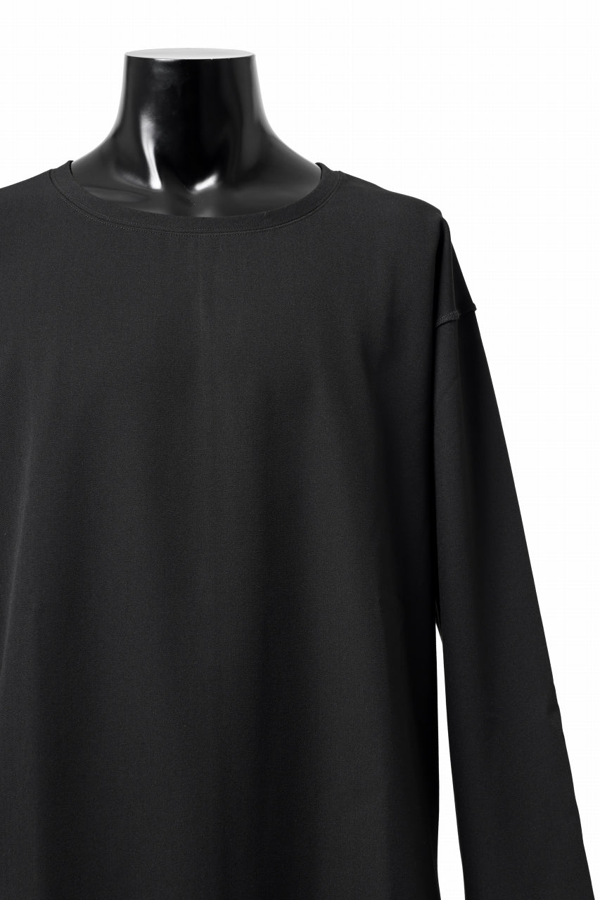 Load image into Gallery viewer, ISAMU KATAYAMA BACKLASH ROUND HEM L/S TOPS / STRETCH FLEECE (BLACK)