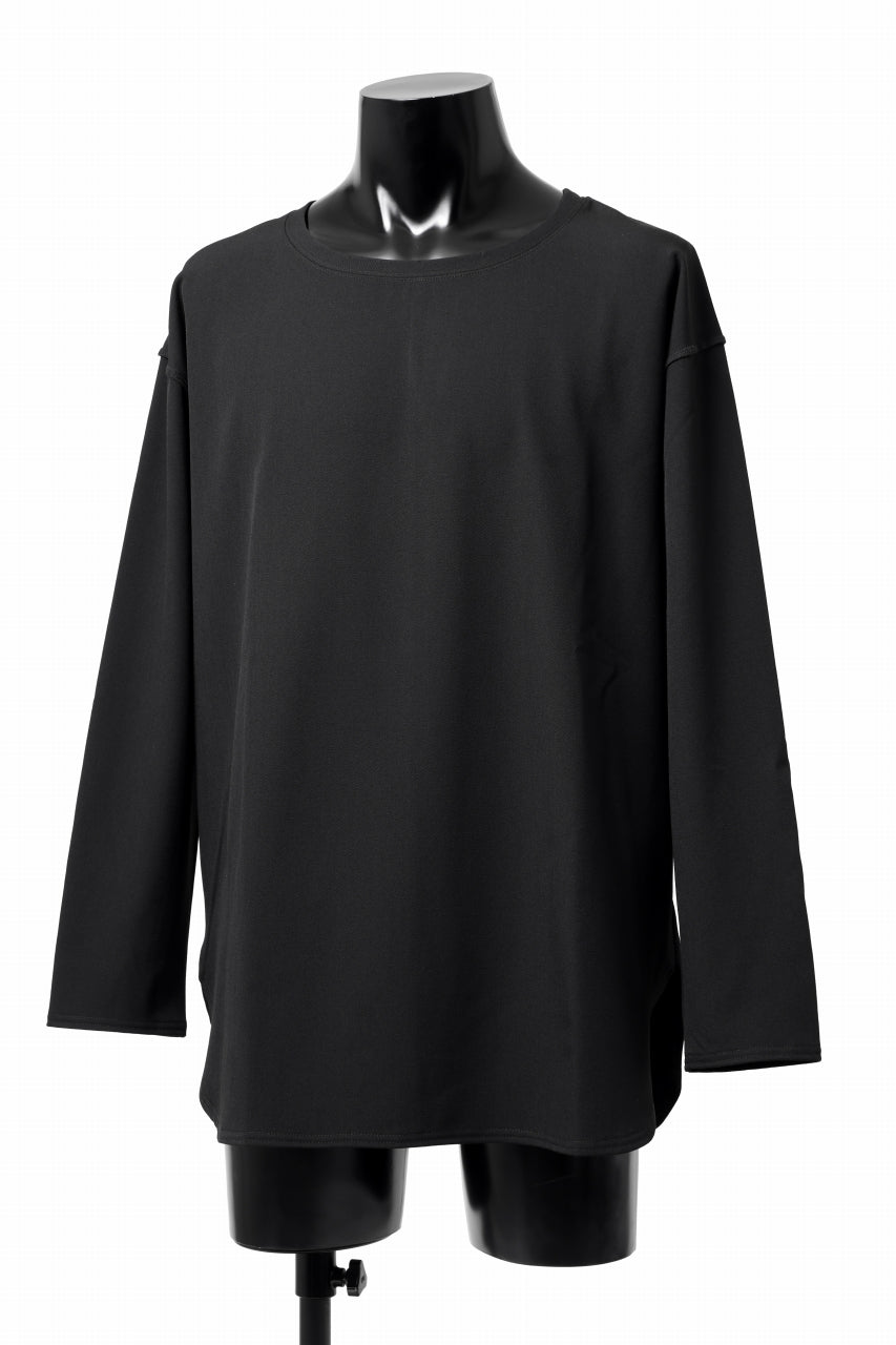 Load image into Gallery viewer, ISAMU KATAYAMA BACKLASH ROUND HEM L/S TOPS / STRETCH FLEECE (BLACK)