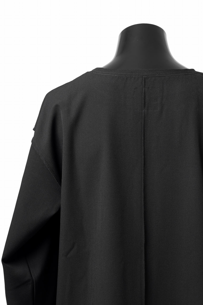 Load image into Gallery viewer, ISAMU KATAYAMA BACKLASH ROUND HEM L/S TOPS / STRETCH FLEECE (BLACK)