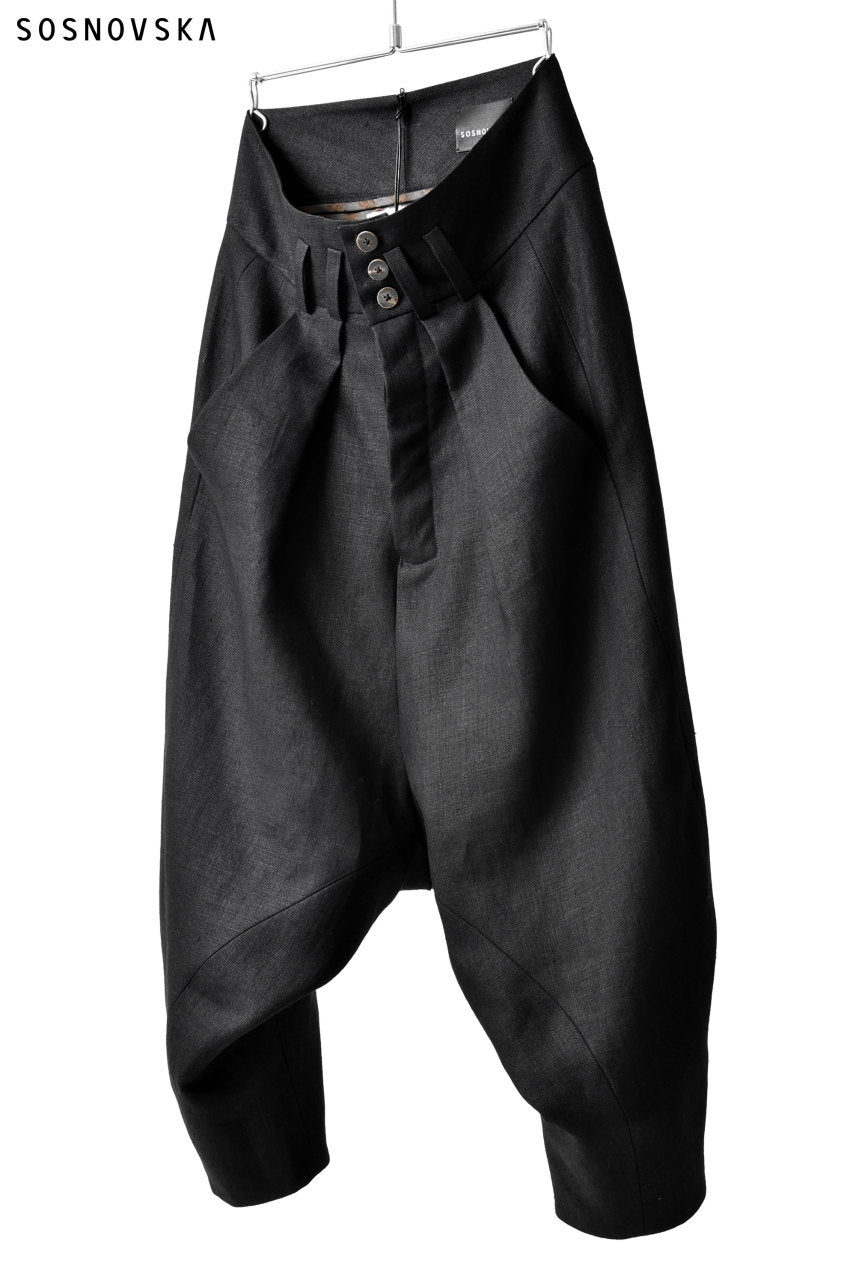 画像をギャラリービューアに読み込む, SOSNOVSKA exclusive CLOWN STYLE LINEN PANTS (BLACK)