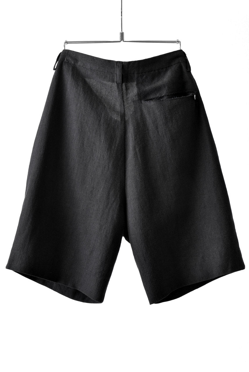 Load image into Gallery viewer, blackcrow linen-cotton woven short trousers (BLACK)