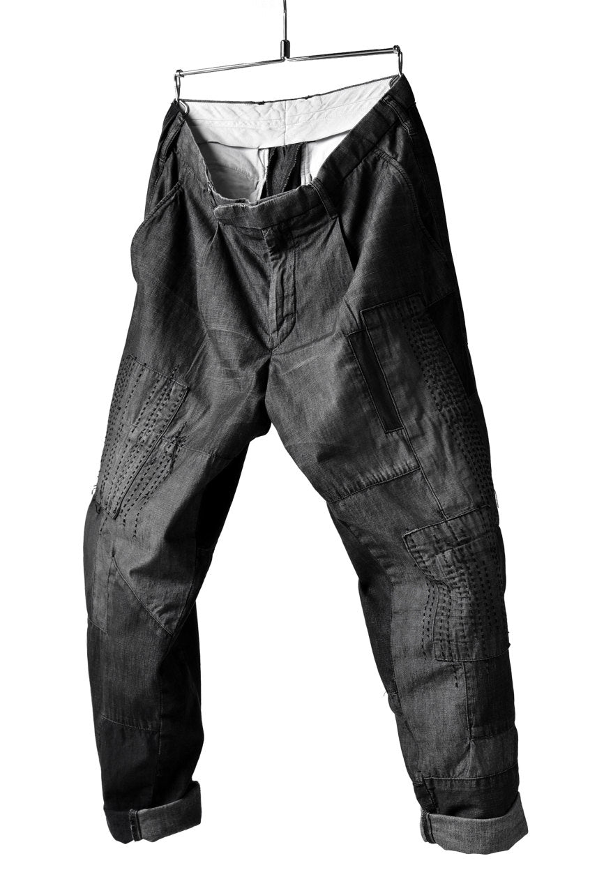 Load image into Gallery viewer, ISAMU KATAYAMA BACKLASH BORO TAPERED PANTS (BLACK)