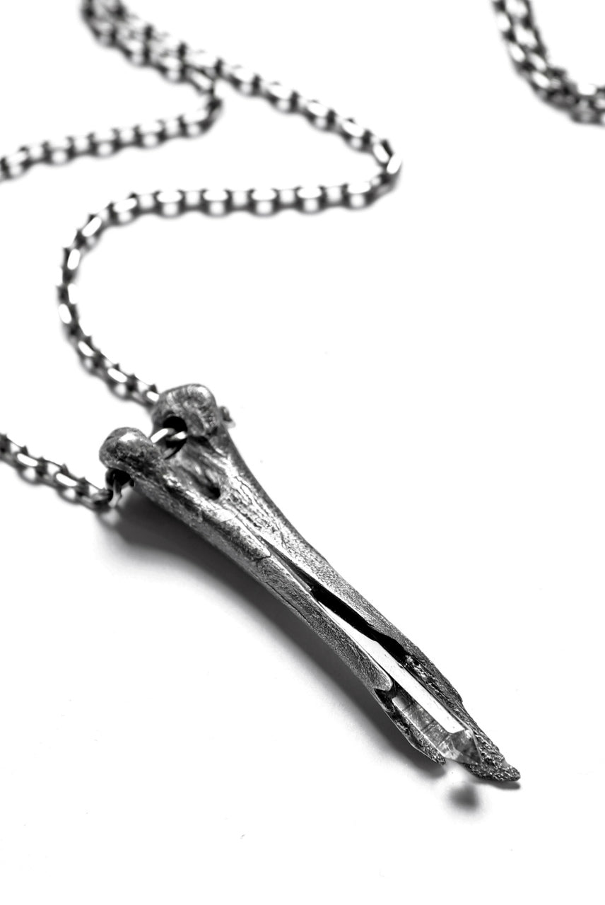 Load image into Gallery viewer, Holzpuppe exclusive Femur Bone Pendants with Green Tourmalinated Quartz