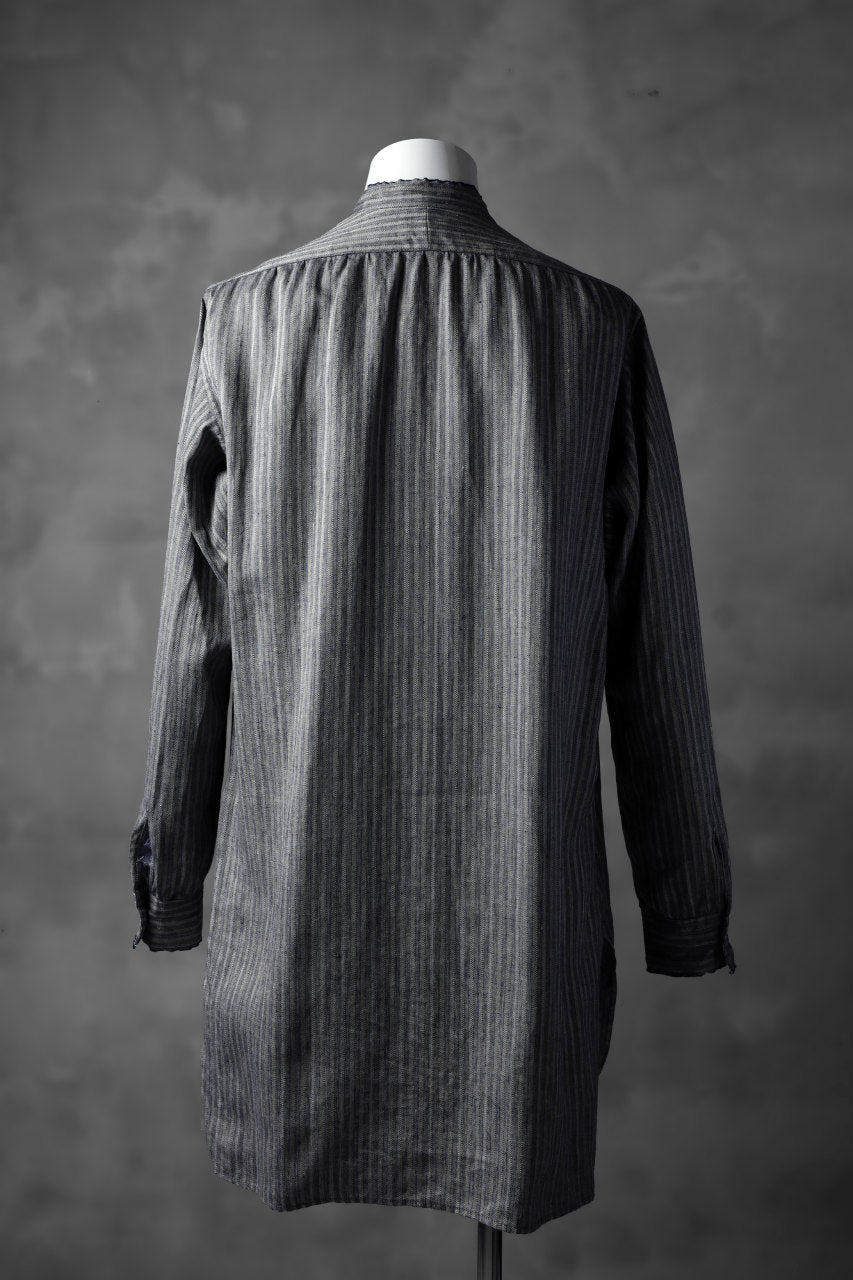 Load image into Gallery viewer, KLASICA STRIPED HERRINGBONE LINEN SHIRT / GARMENT WASHED (NAVY)